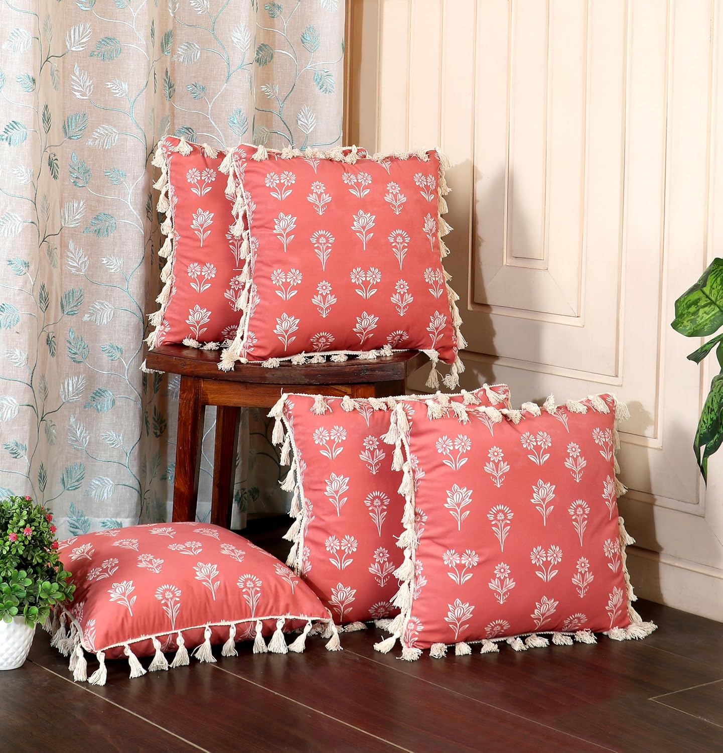 ishro home Premium Cushion Cover | Soft Frill Design | 16x16 Inch | Machine Washable