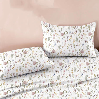 Luxury Satin Double Bedsheet with 2 Pillow Covers | Soft, Silky & Wrinkle Resistant | Zurich Meadow