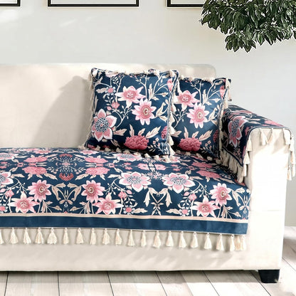 Premium Sofa Cover with Arm Covers | Soft Frill Design | Machine Washable