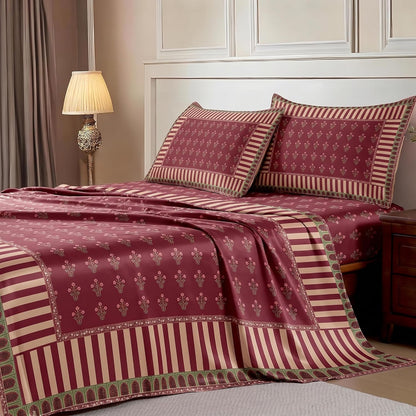 Luxury Satin Double Bedsheet with 2 Pillow Covers | Soft, Silky & Wrinkle Resistant | Zurich Meadow