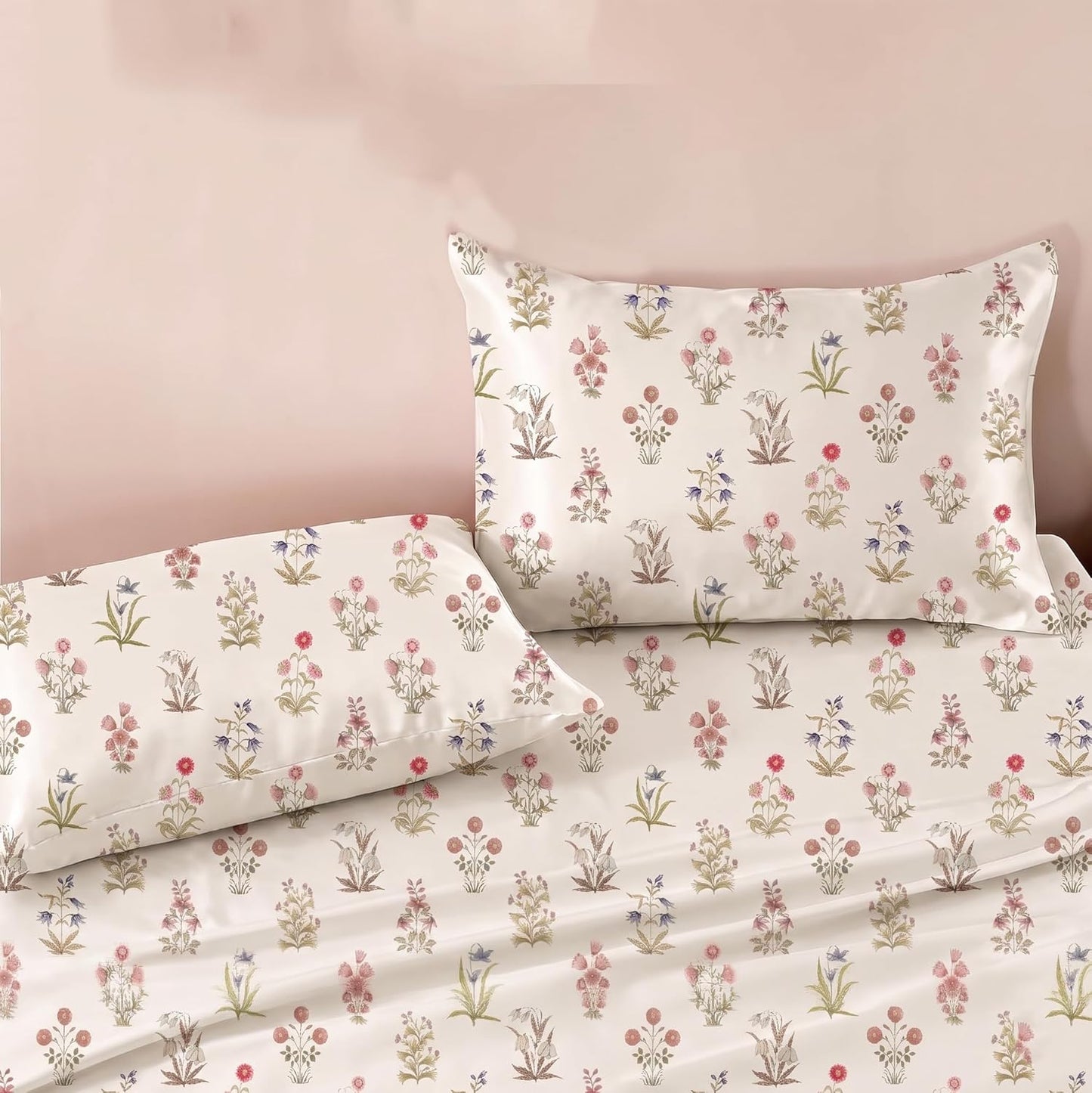 Luxury Satin Double Bedsheet with 2 Pillow Covers | Soft, Silky & Wrinkle Resistant | Zurich Meadow