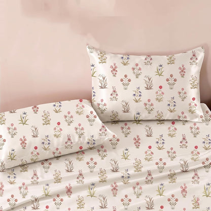 Luxury Satin Double Bedsheet with 2 Pillow Covers | Soft, Silky & Wrinkle Resistant | Zurich Meadow