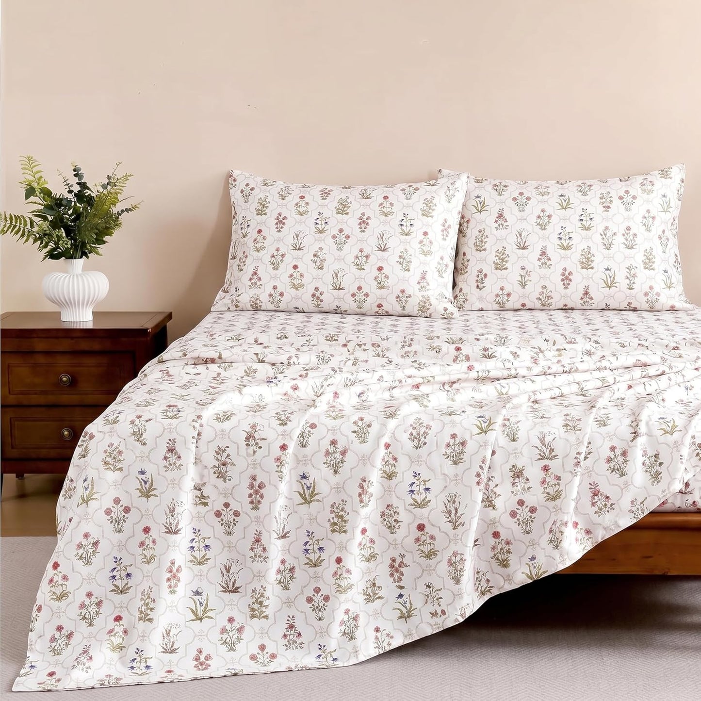 Luxury Satin Double Bedsheet with 2 Pillow Covers | Soft, Silky & Wrinkle Resistant | Zurich Meadow