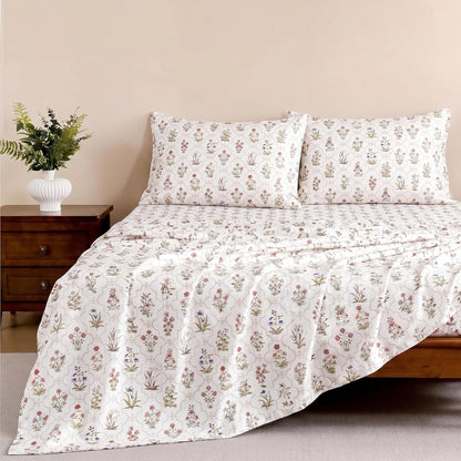 Luxury Satin Double Bedsheet with 2 Pillow Covers | Soft, Silky & Wrinkle Resistant | Zurich Meadow