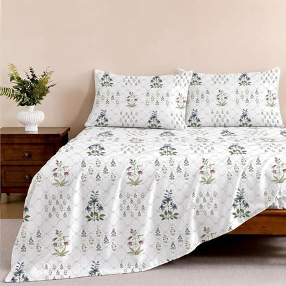 Luxury Satin Double Bedsheet with 2 Pillow Covers | Soft, Silky & Wrinkle Resistant | Zurich Meadow