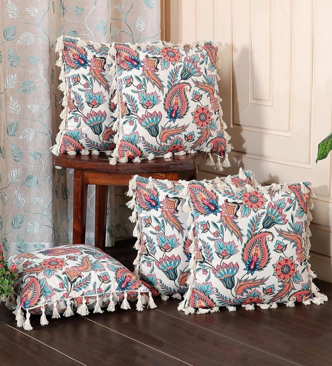 ishro home Premium Cushion Cover | Soft Frill Design | 16x16 Inch | Machine Washable