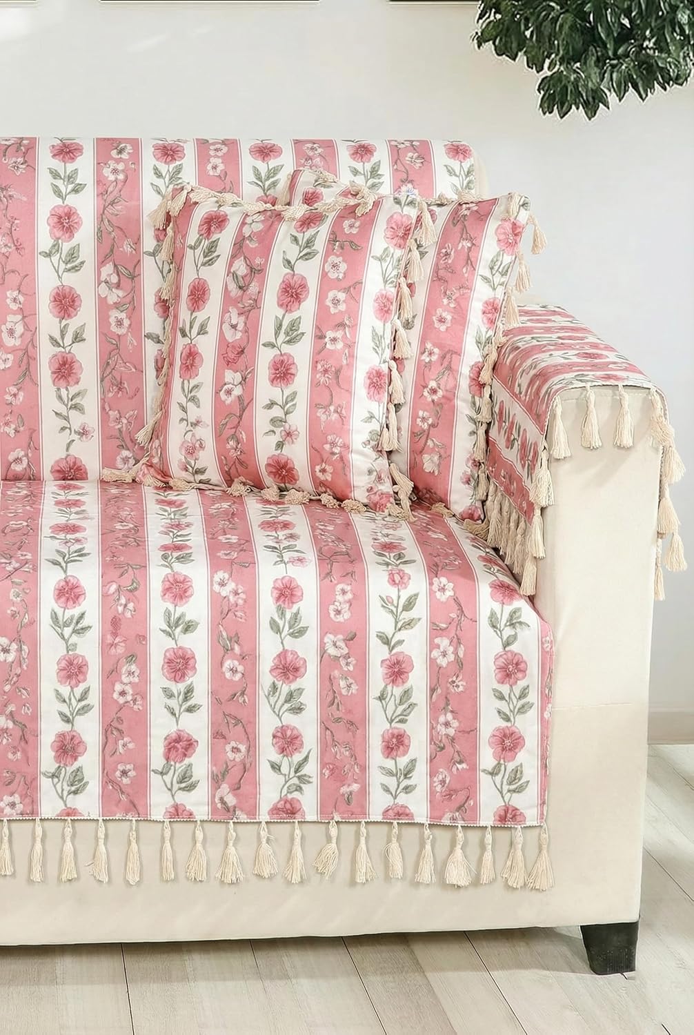 Premium 1 Seater Sofa Cover with Arm Covers | Soft Frill Design | Machine Washable