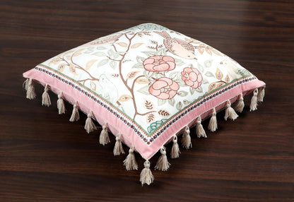 Ishro Home Tree of Life Cushion Covers | Soft Frill Design | 16x16 Inch | Machine Washable