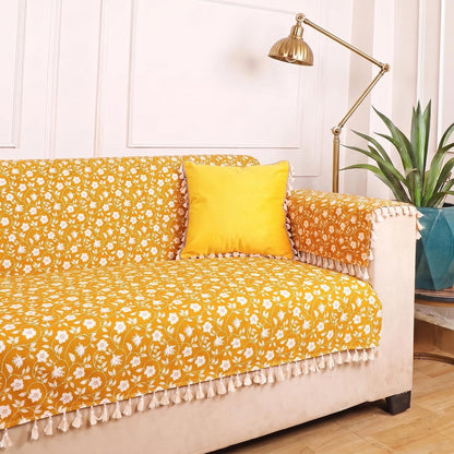 Premium 1 Seater Sofa Cover with Arm Covers | Soft Frill Design | Machine Washable