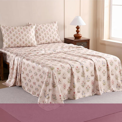 Luxury Satin Double Bedsheet with 2 Pillow Covers | Soft, Silky & Wrinkle Resistant | Zurich Meadow
