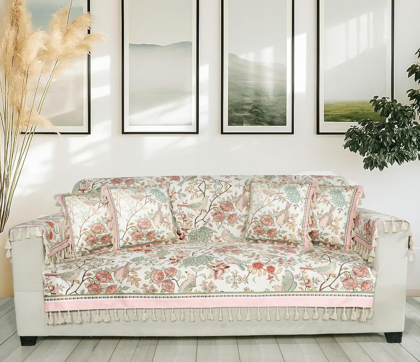 Premium 1 Seater Sofa Cover with Arm Covers | Soft Frill Design | Machine Washable