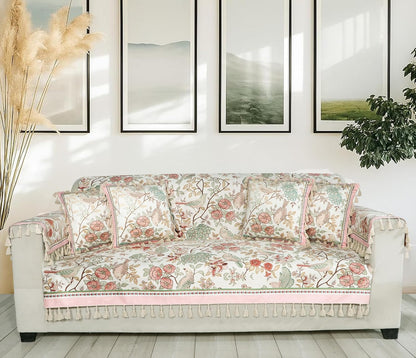Premium 1 Seater Sofa Cover with Arm Covers | Soft Frill Design | Machine Washable