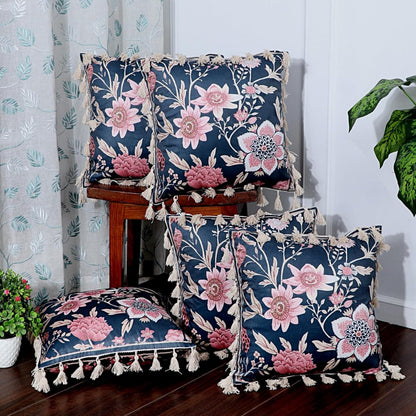 Ishro Home Tree of Life Cushion Covers | Soft Frill Design | 16x16 Inch | Machine Washable