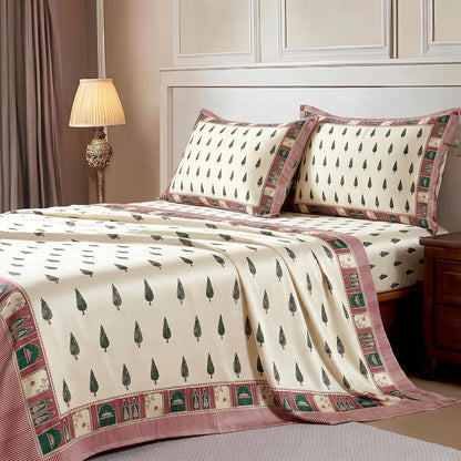 Luxury Satin Double Bedsheet with 2 Pillow Covers | Soft, Silky & Wrinkle Resistant | Zurich Meadow