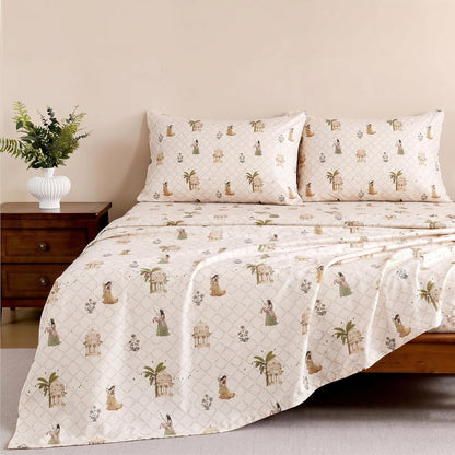 Luxury Satin Double Bedsheet with 2 Pillow Covers | Soft, Silky & Wrinkle Resistant | Zurich Meadow