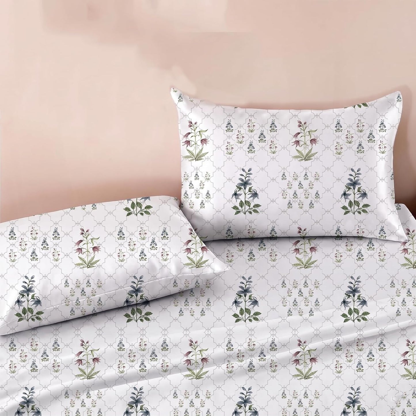 Luxury Satin Double Bedsheet with 2 Pillow Covers | Soft, Silky & Wrinkle Resistant | Zurich Meadow