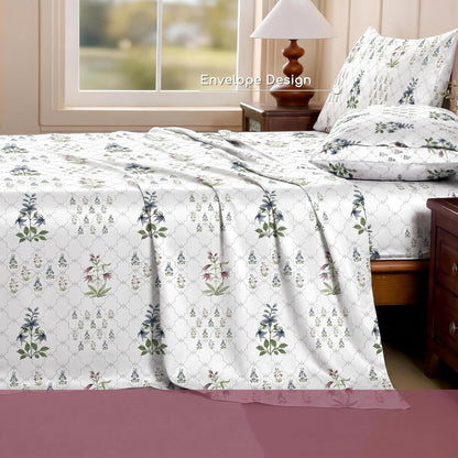 Luxury Satin Double Bedsheet with 2 Pillow Covers | Soft, Silky & Wrinkle Resistant | Zurich Meadow