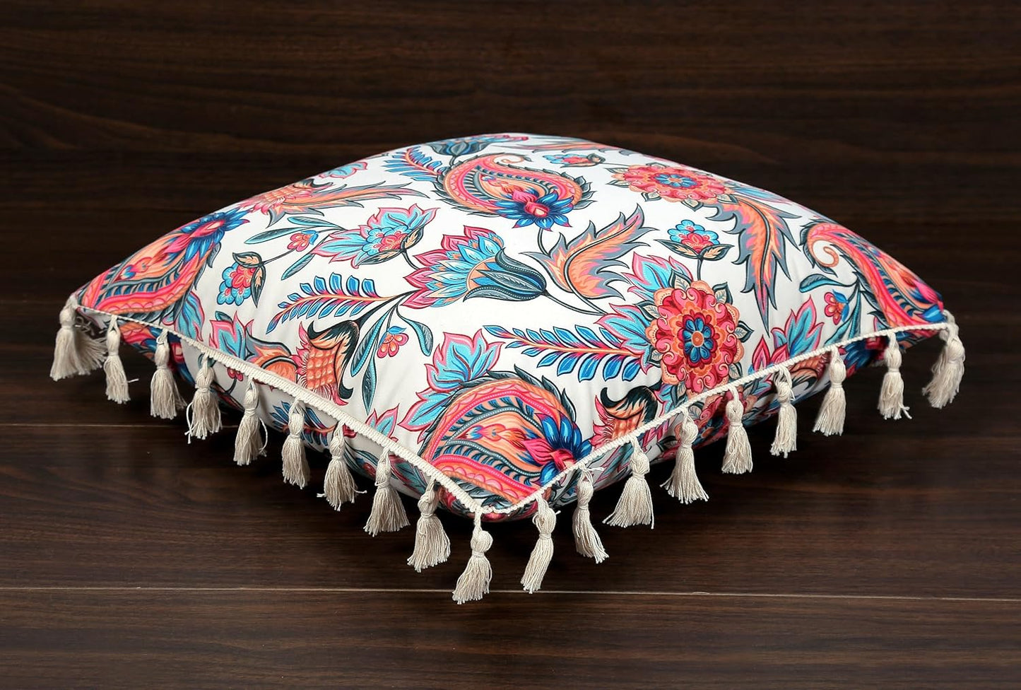 Ishro Home Tree of Life Cushion Covers | Soft Frill Design | 16x16 Inch | Machine Washable
