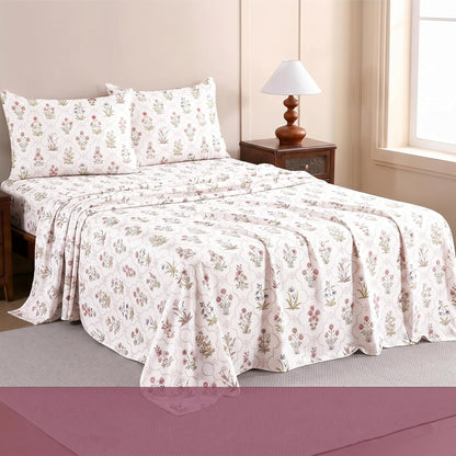 Luxury Satin Double Bedsheet with 2 Pillow Covers | Soft, Silky & Wrinkle Resistant | Zurich Meadow