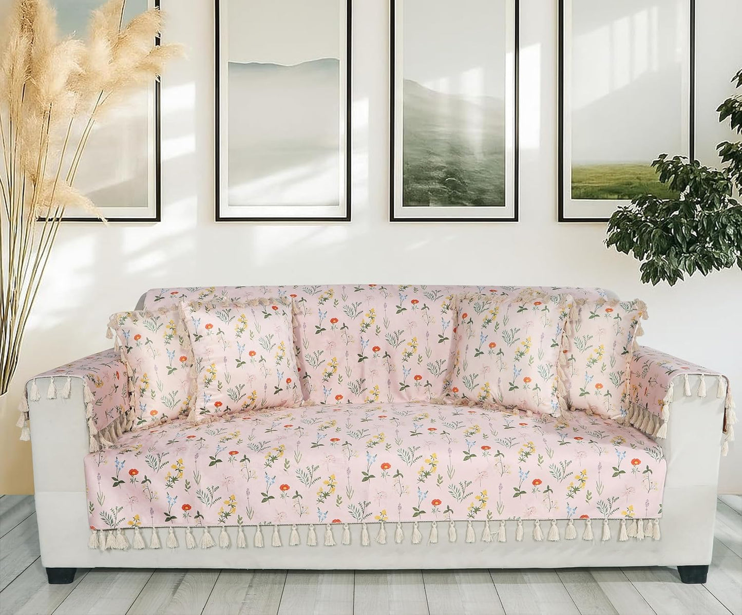 Premium 1 Seater Sofa Cover with Arm Covers | Soft Frill Design | Machine Washable