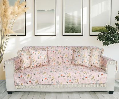 Premium 1 Seater Sofa Cover with Arm Covers | Soft Frill Design | Machine Washable