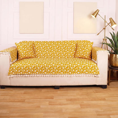 Premium 1 Seater Sofa Cover with Arm Covers | Soft Frill Design | Machine Washable