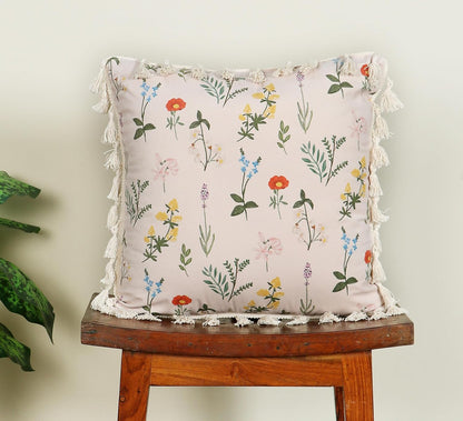Ishro Home Tree of Life Cushion Covers | Soft Frill Design | 16x16 Inch | Machine Washable