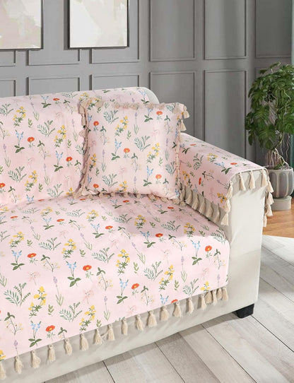 Premium 1 Seater Sofa Cover with Arm Covers | Soft Frill Design | Machine Washable