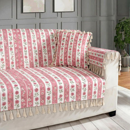 Premium 1 Seater Sofa Cover with Arm Covers | Soft Frill Design | Machine Washable