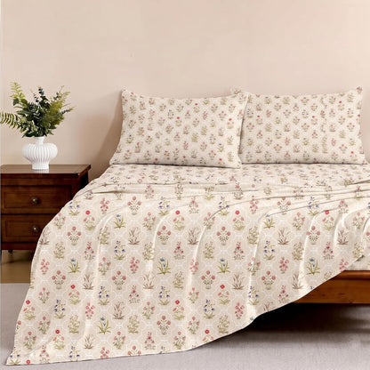 Luxury Satin Double Bedsheet with 2 Pillow Covers | Soft, Silky & Wrinkle Resistant | Zurich Meadow