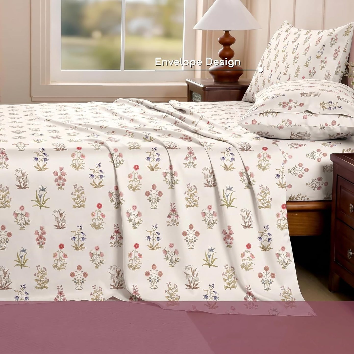 Luxury Satin Double Bedsheet with 2 Pillow Covers | Soft, Silky & Wrinkle Resistant | Zurich Meadow