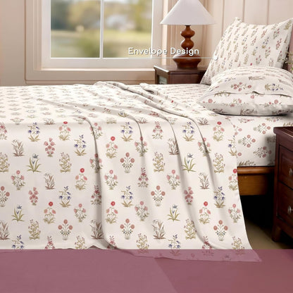 Luxury Satin Double Bedsheet with 2 Pillow Covers | Soft, Silky & Wrinkle Resistant | Zurich Meadow