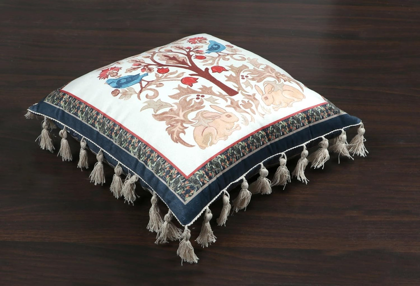 Ishro Home Tree of Life Cushion Covers | Soft Frill Design | 16x16 Inch | Machine Washable