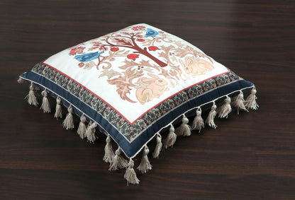 Ishro Home Tree of Life Cushion Covers | Soft Frill Design | 16x16 Inch | Machine Washable
