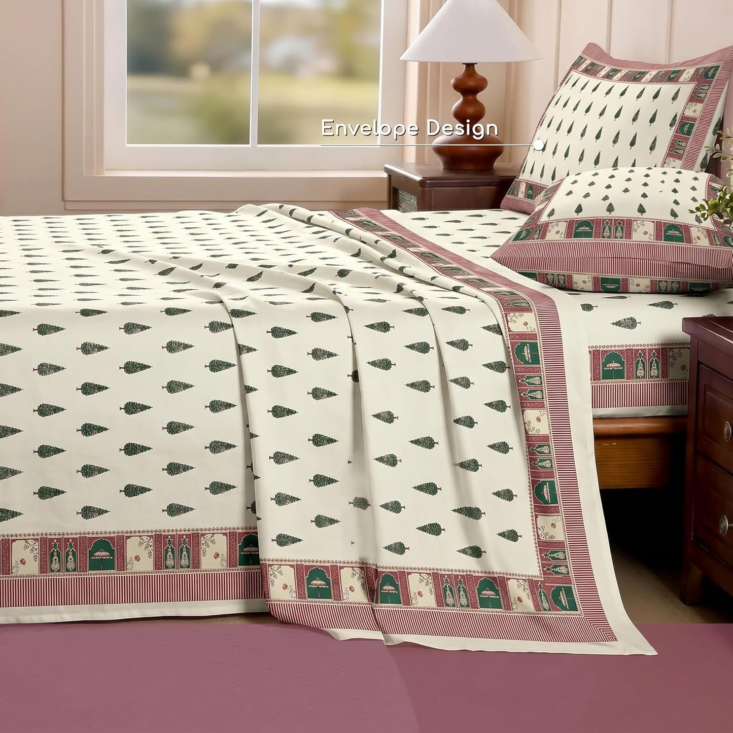 Luxury Satin Double Bedsheet with 2 Pillow Covers | Soft, Silky & Wrinkle Resistant | Zurich Meadow