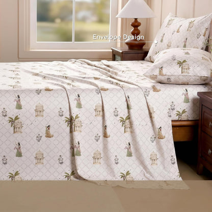 Luxury Satin Double Bedsheet with 2 Pillow Covers | Soft, Silky & Wrinkle Resistant | Zurich Meadow