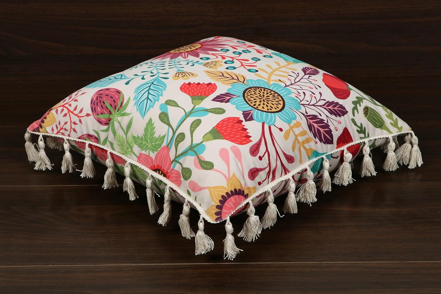 Ishro Home Tree of Life Cushion Covers | Soft Frill Design | 16x16 Inch | Machine Washable