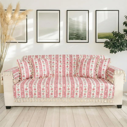 Premium 1 Seater Sofa Cover with Arm Covers | Soft Frill Design | Machine Washable