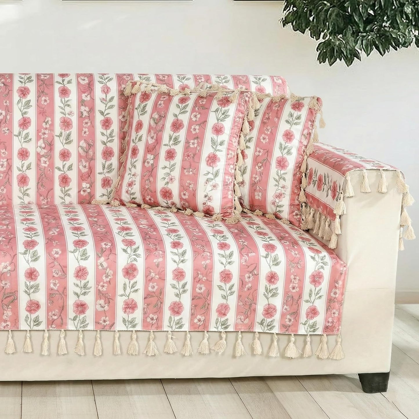 Premium 1 Seater Sofa Cover with Arm Covers | Soft Frill Design | Machine Washable