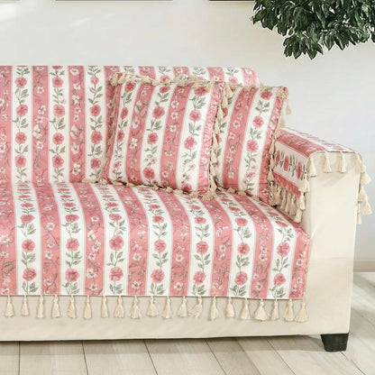 Premium 1 Seater Sofa Cover with Arm Covers | Soft Frill Design | Machine Washable