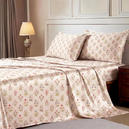 Luxury Satin Double Bedsheet with 2 Pillow Covers | Soft, Silky & Wrinkle Resistant | Zurich Meadow