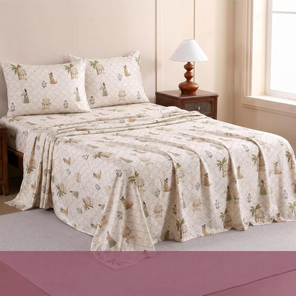 Luxury Satin Double Bedsheet with 2 Pillow Covers | Soft, Silky & Wrinkle Resistant | Zurich Meadow