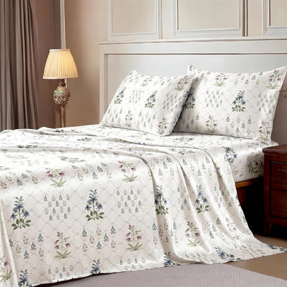 Luxury Satin Double Bedsheet with 2 Pillow Covers | Soft, Silky & Wrinkle Resistant | Zurich Meadow