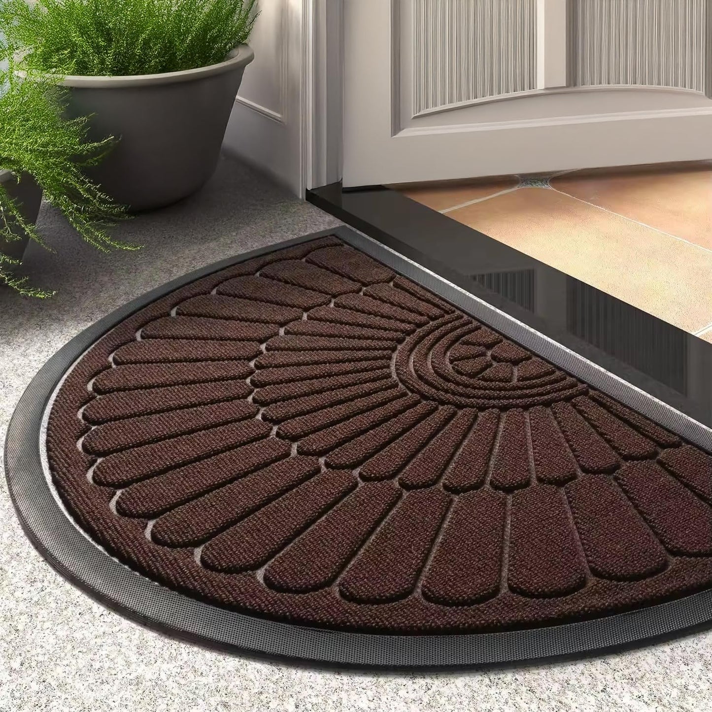 Premium Anti-Skid Semi-Circle Door Mat | Waterproof Rubber Floor Mat