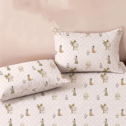 Luxury Satin Double Bedsheet with 2 Pillow Covers | Soft, Silky & Wrinkle Resistant | Zurich Meadow