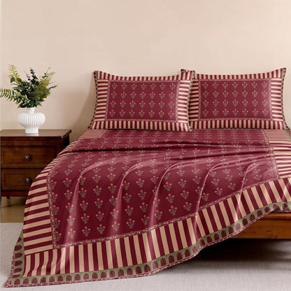 Luxury Satin Double Bedsheet with 2 Pillow Covers | Soft, Silky & Wrinkle Resistant | Zurich Meadow