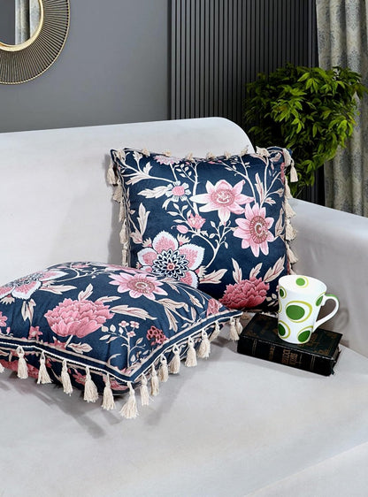 Ishro Home Tree of Life Cushion Covers | Soft Frill Design | 16x16 Inch | Machine Washable