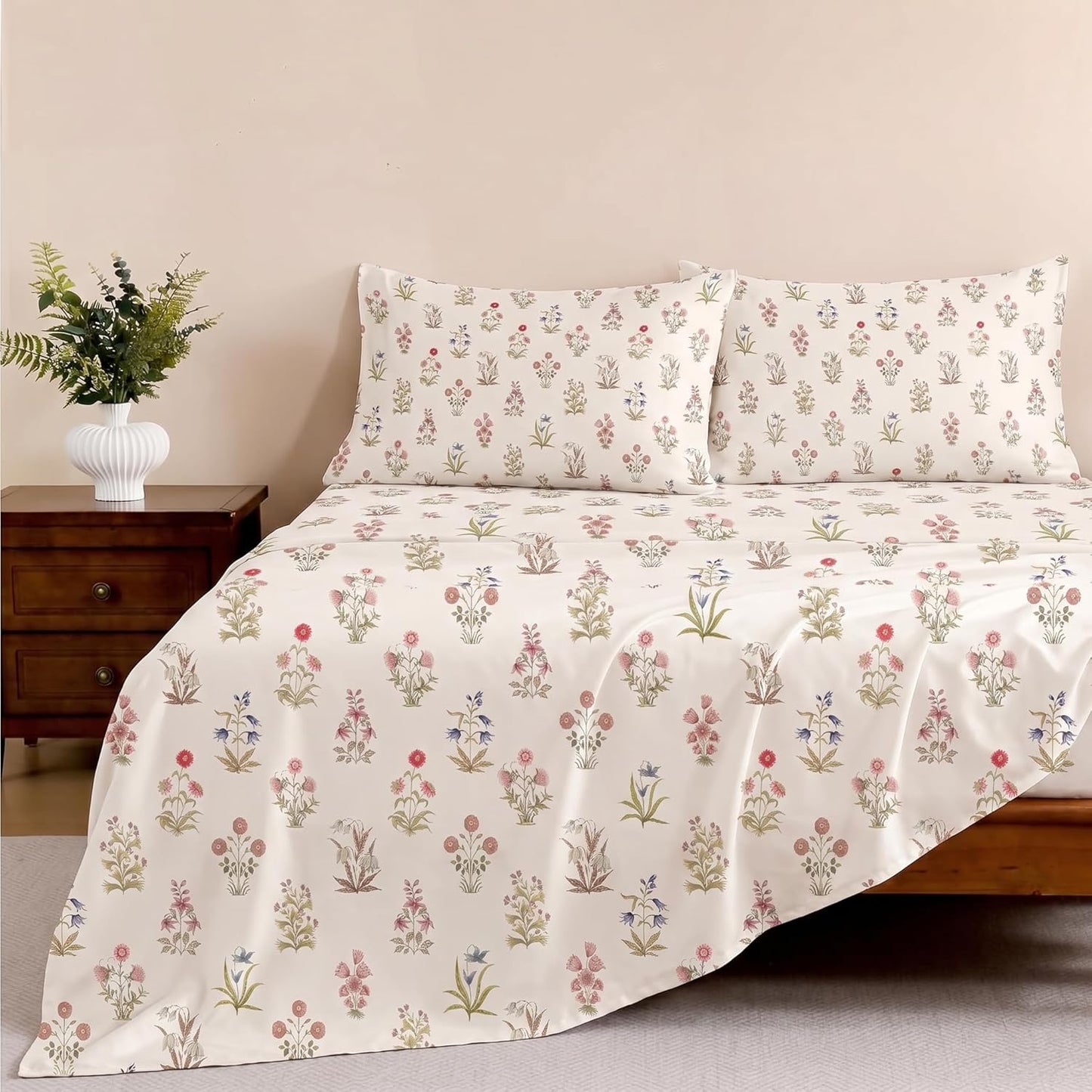 Luxury Satin Double Bedsheet with 2 Pillow Covers | Soft, Silky & Wrinkle Resistant | Zurich Meadow