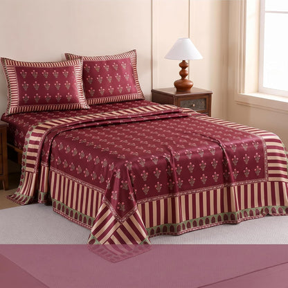 Luxury Satin Double Bedsheet with 2 Pillow Covers | Soft, Silky & Wrinkle Resistant | Zurich Meadow
