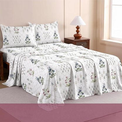 Luxury Satin Double Bedsheet with 2 Pillow Covers | Soft, Silky & Wrinkle Resistant | Zurich Meadow